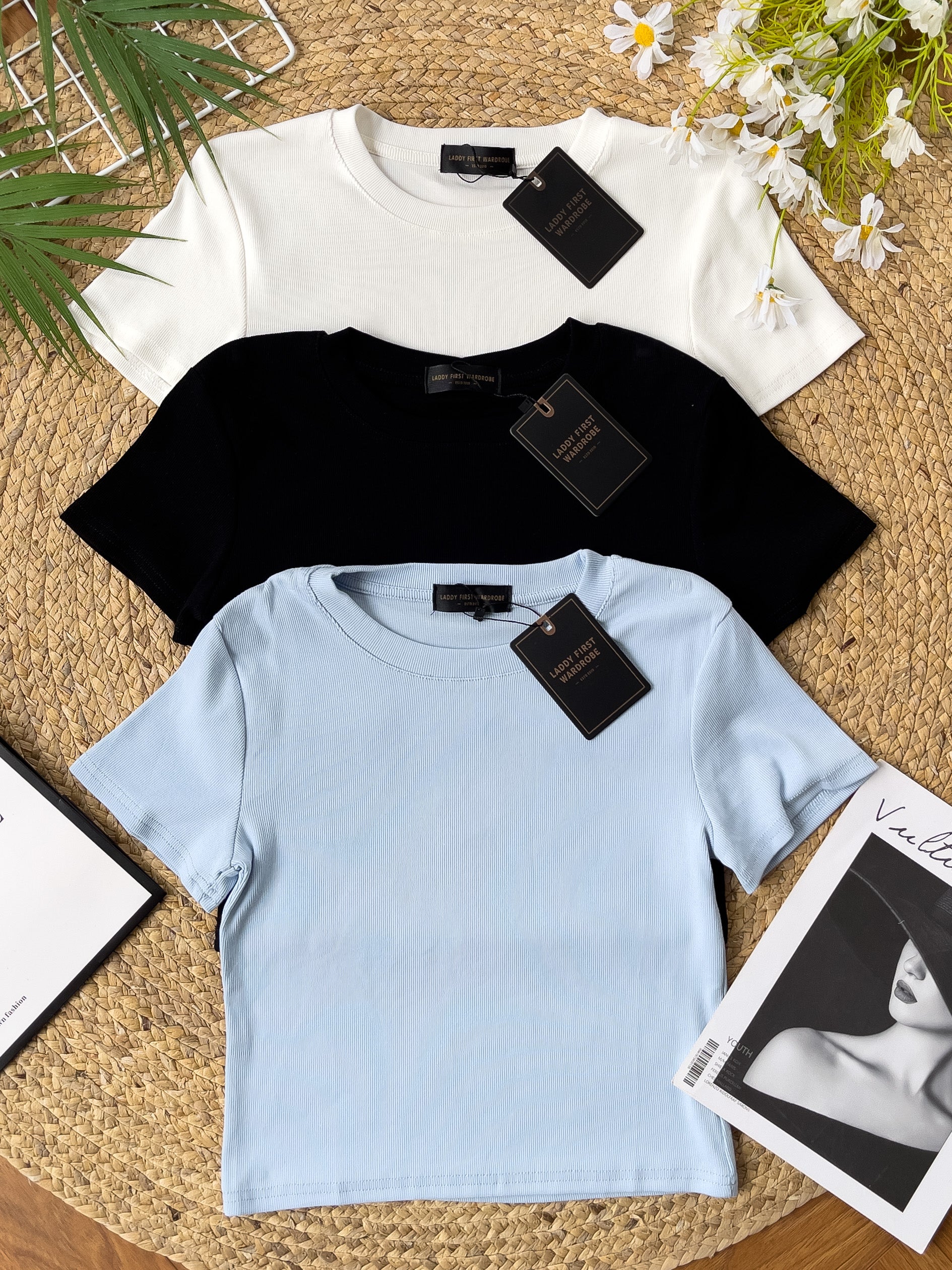 【T198】独家爆款高品质圆领短袖螺纹弹力百搭上衣 ❤❤