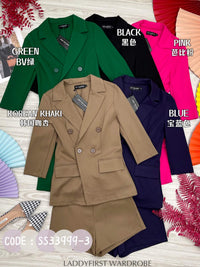 【SS339993】独家爆款两件式厚实后重罗马时装套装 修身外套上衣 ➕ 高腰百搭短裤 , 有口袋【B-R3-C5】