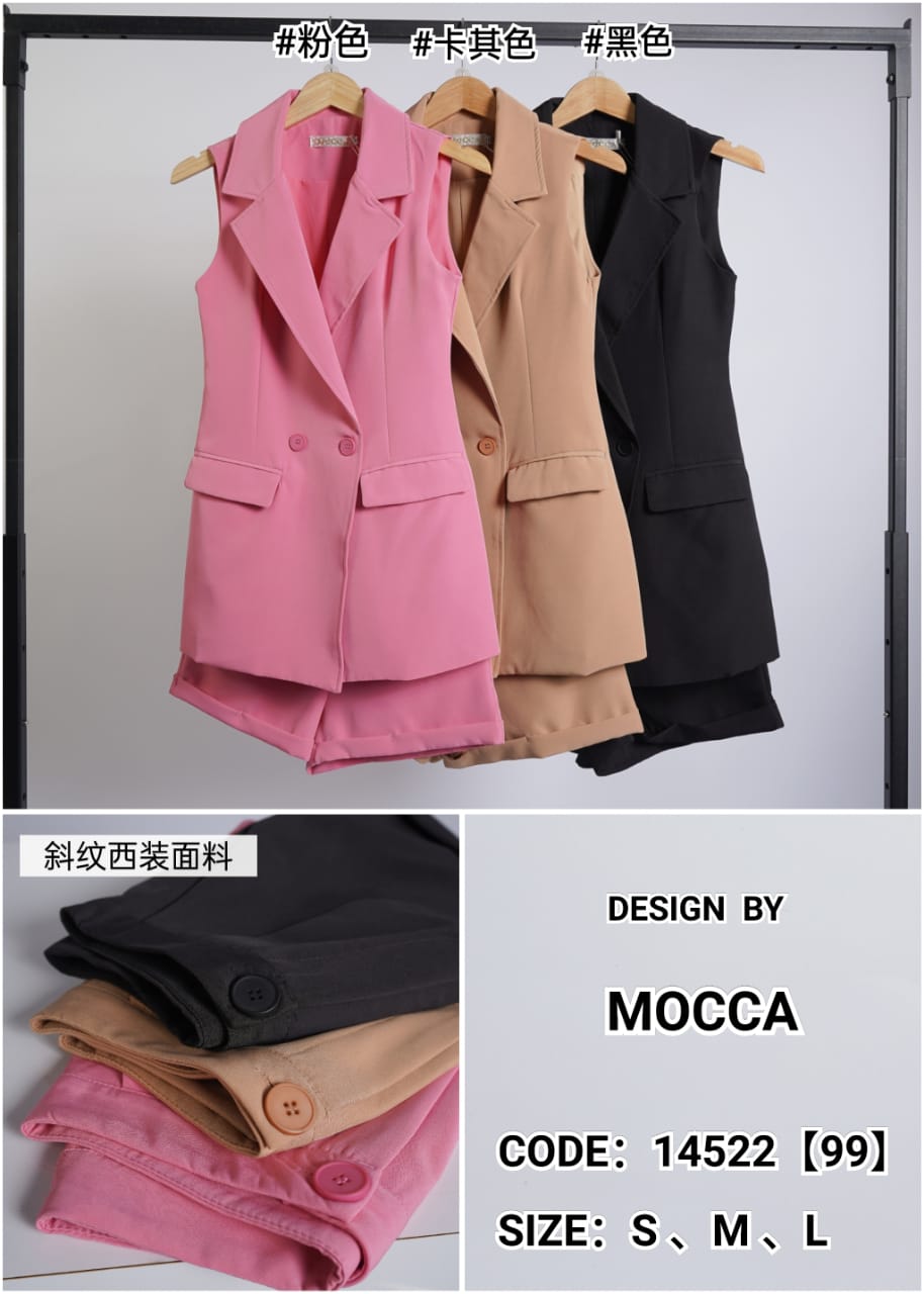 【SS2759】两件式韩式西装套装 西装无袖上衣/外套➕西装短裤，有口袋