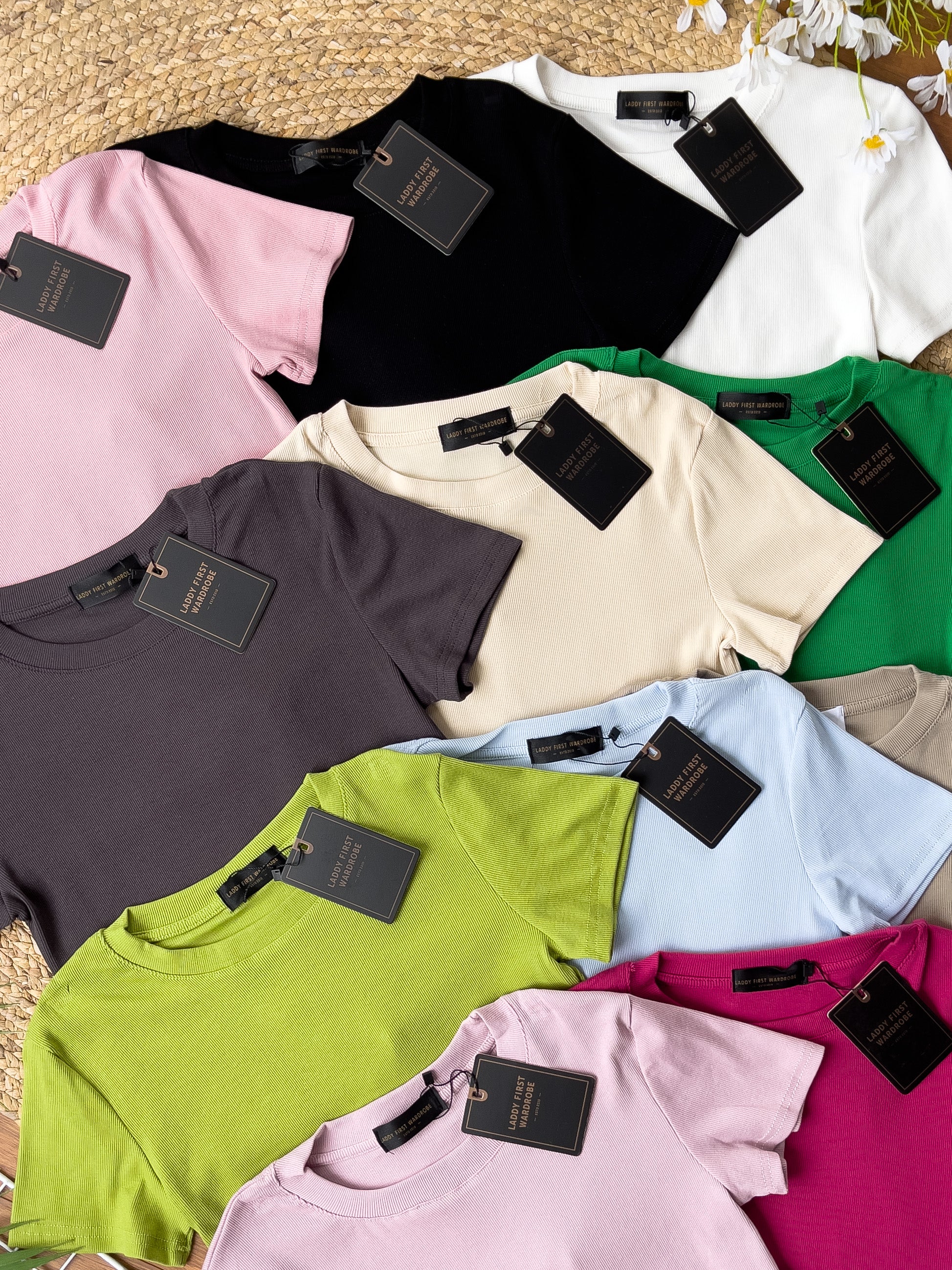 【T198】独家爆款高品质圆领短袖螺纹弹力百搭上衣 ❤❤