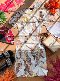 【D3313】独家爆款国潮仙鹤高端唐装旗袍连身裙子【B-R3-C2】