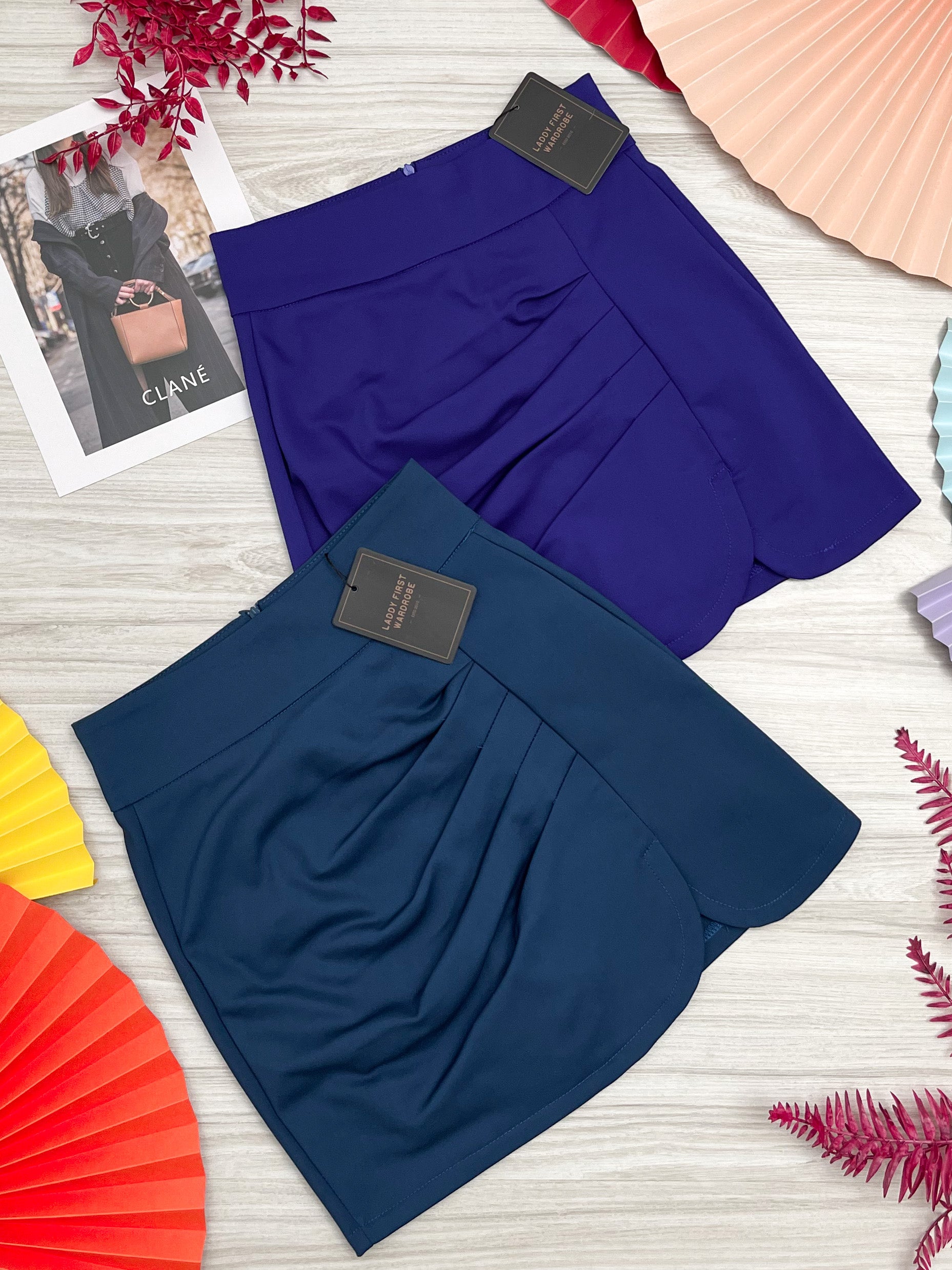 【S7020】独家爆款皱褶西装高腰百搭裤裙，前裙后裤，有口袋【B-R1-C1】