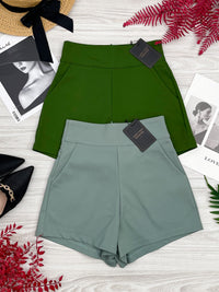 【S7885】【网站福利款✨】独家爆款【万能爸爸】西装高腰百搭短裤，后中拉链有口袋【B-R2-C6】