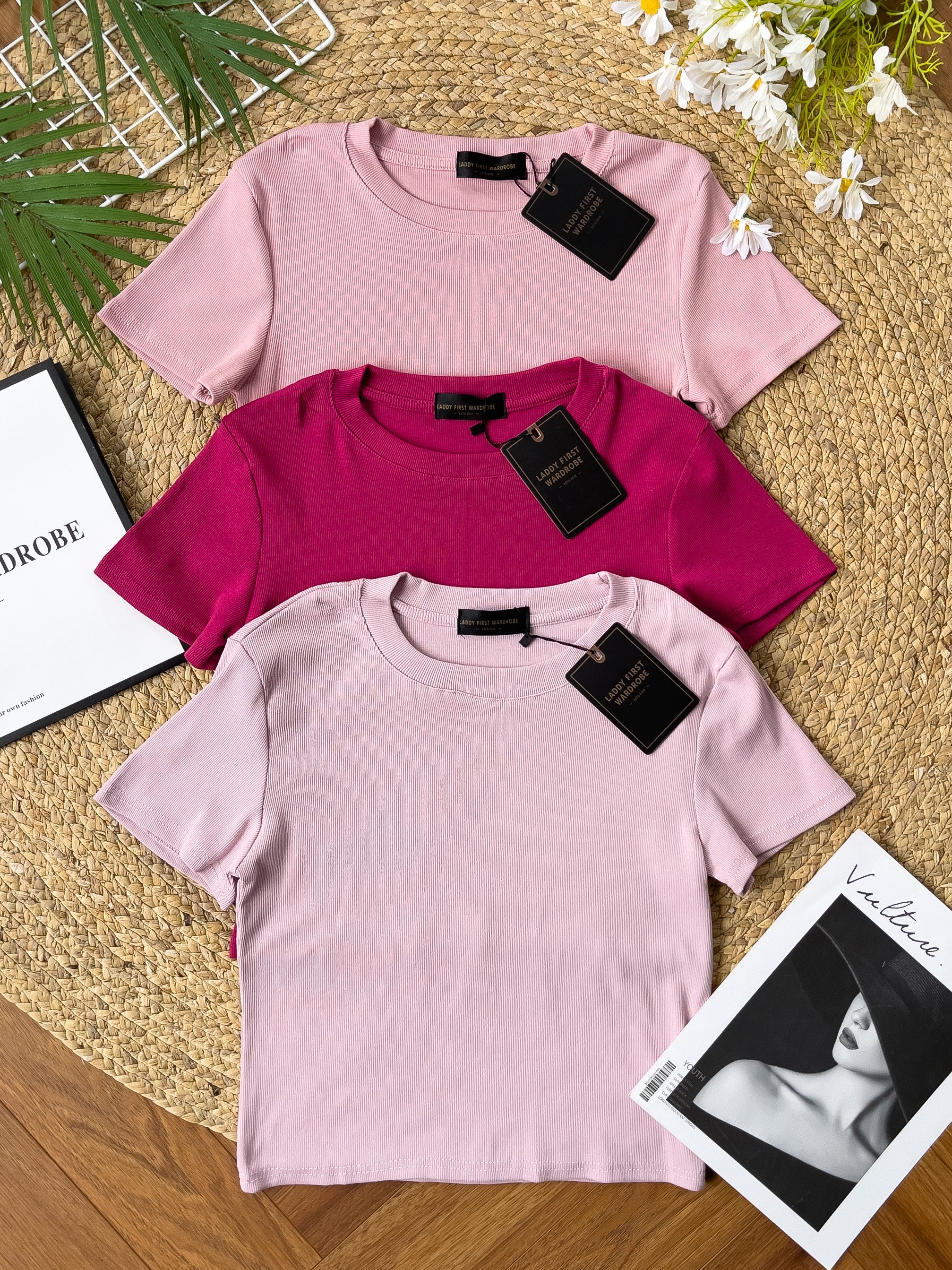 【T198】独家爆款高品质圆领短袖螺纹弹力百搭上衣 ❤❤