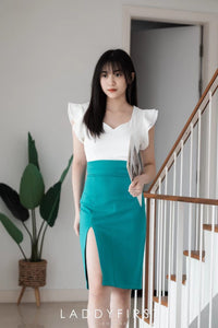 【L2350】罗马收腰开叉七分裙子 ❤️❤️【A-R3-C5】