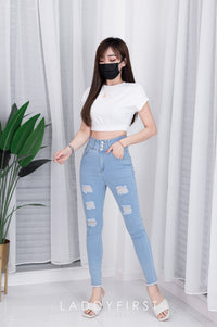 【L552192】【网站福利款✨】独家爆款牛仔破洞高腰长裤，有口袋【A-R1-C1】