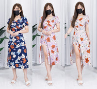 【D3320】【网站福利款✨】公主袖交叉领连身summer裙子，内有裤子【B-RU- C1】
