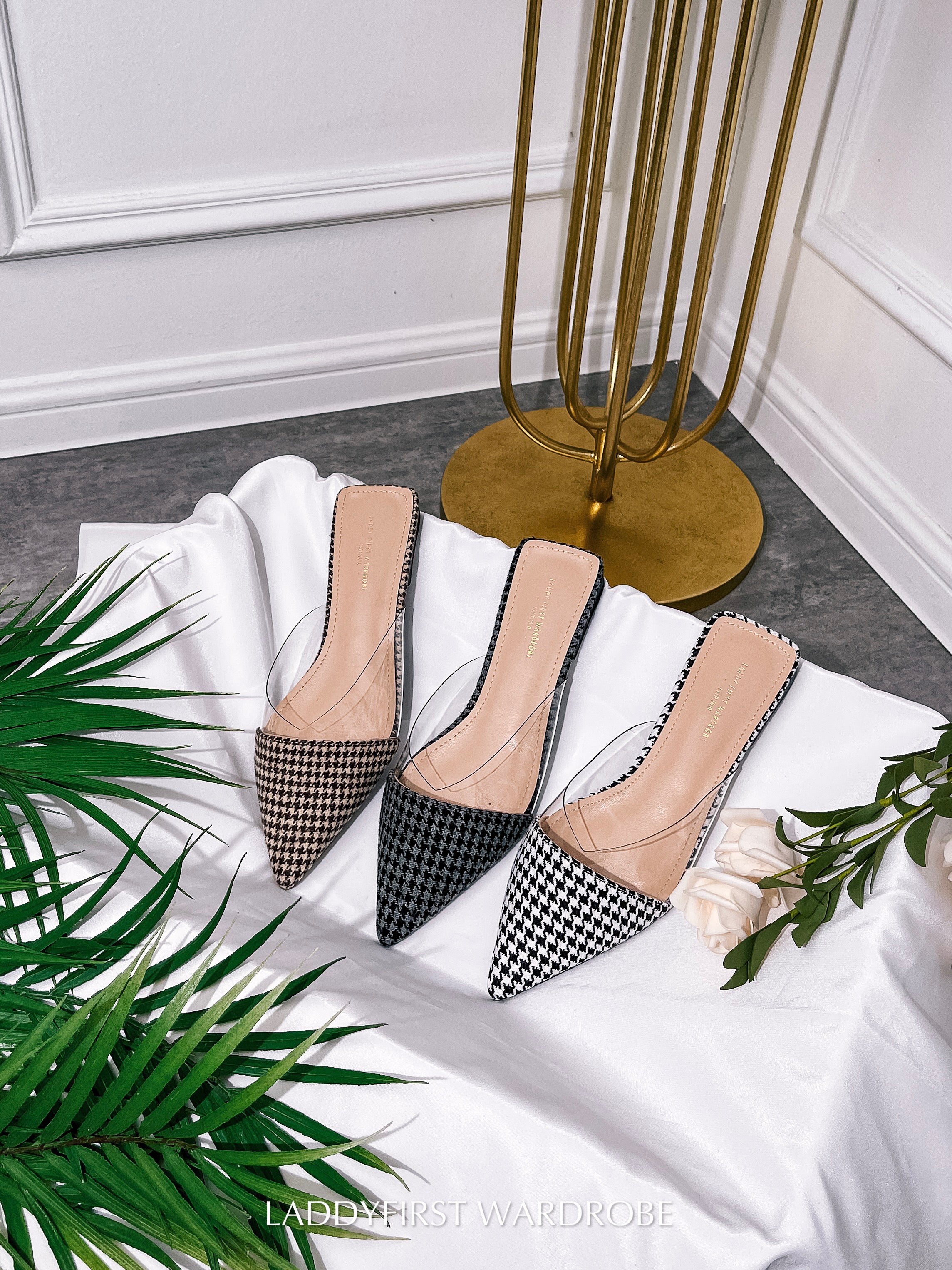 独家爆款平底千鸟格鞋子