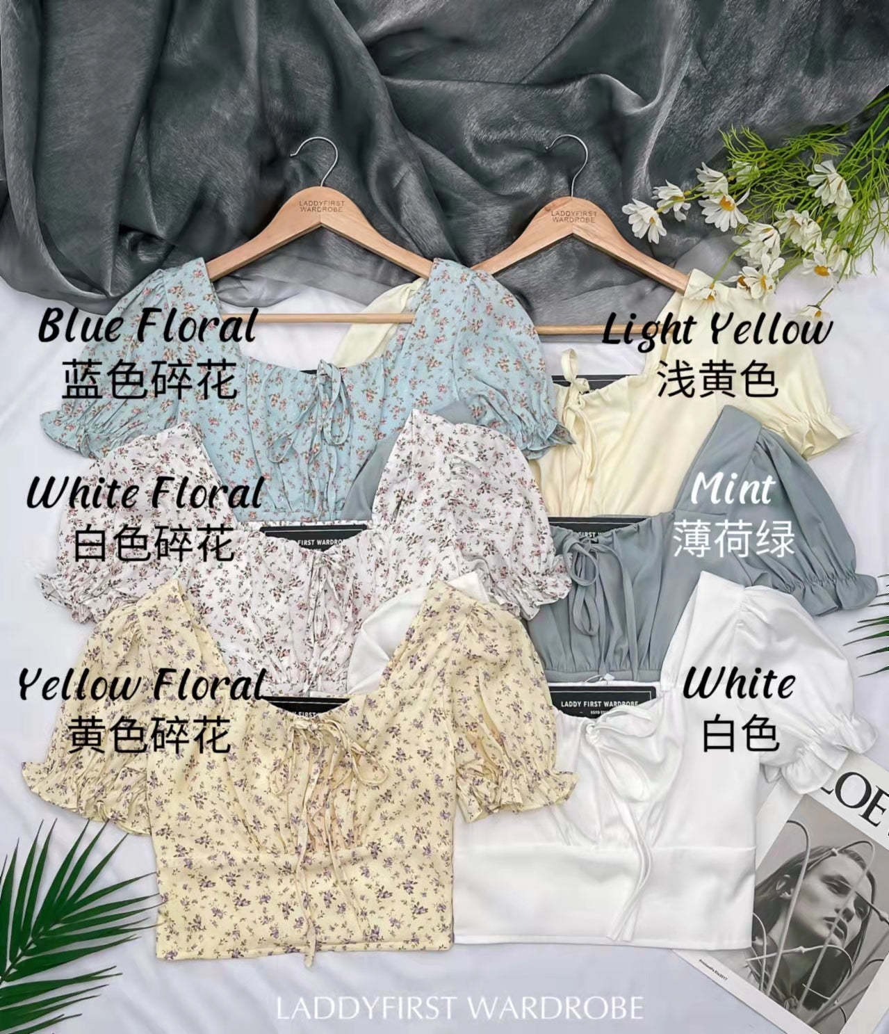 【T3263】泡泡袖碎花时装上衣【A-R1-C1】