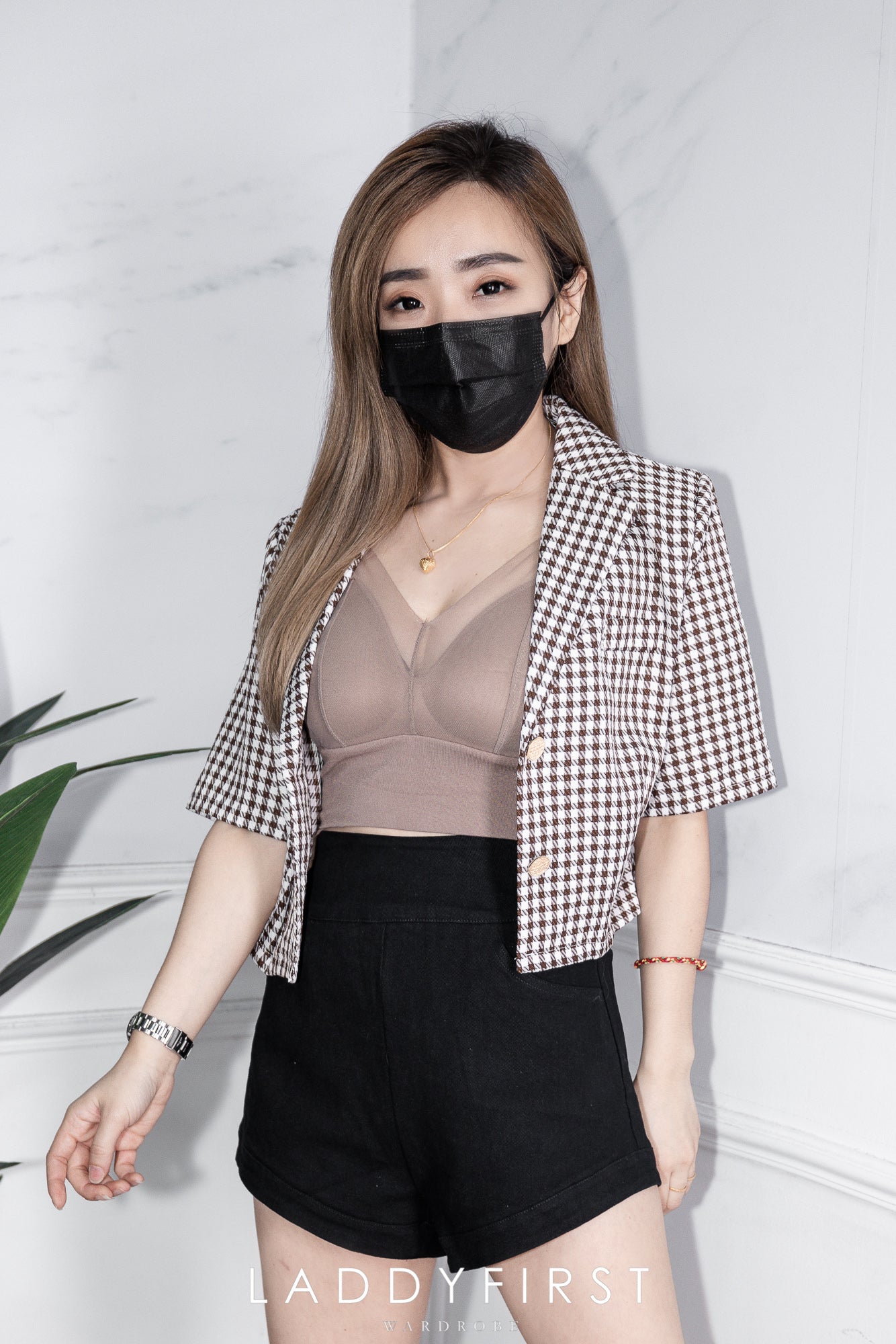 【A3336】 蕾丝网纱带胸垫肩带内搭上衣 #肩带可自行调节