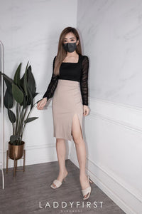 【L2272】罗马弹力开叉高腰裙子 ❤️❤️ 【A-R1-C1】