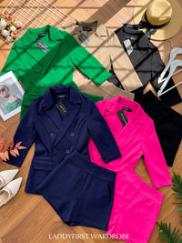 【SS339993】独家爆款两件式厚实后重罗马时装套装 修身外套上衣 ➕ 高腰百搭短裤 , 有口袋【B-R3-C5】