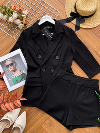 【SS339993】独家爆款两件式厚实后重罗马时装套装 修身外套上衣 ➕ 高腰百搭短裤 , 有口袋【B-R3-C5】