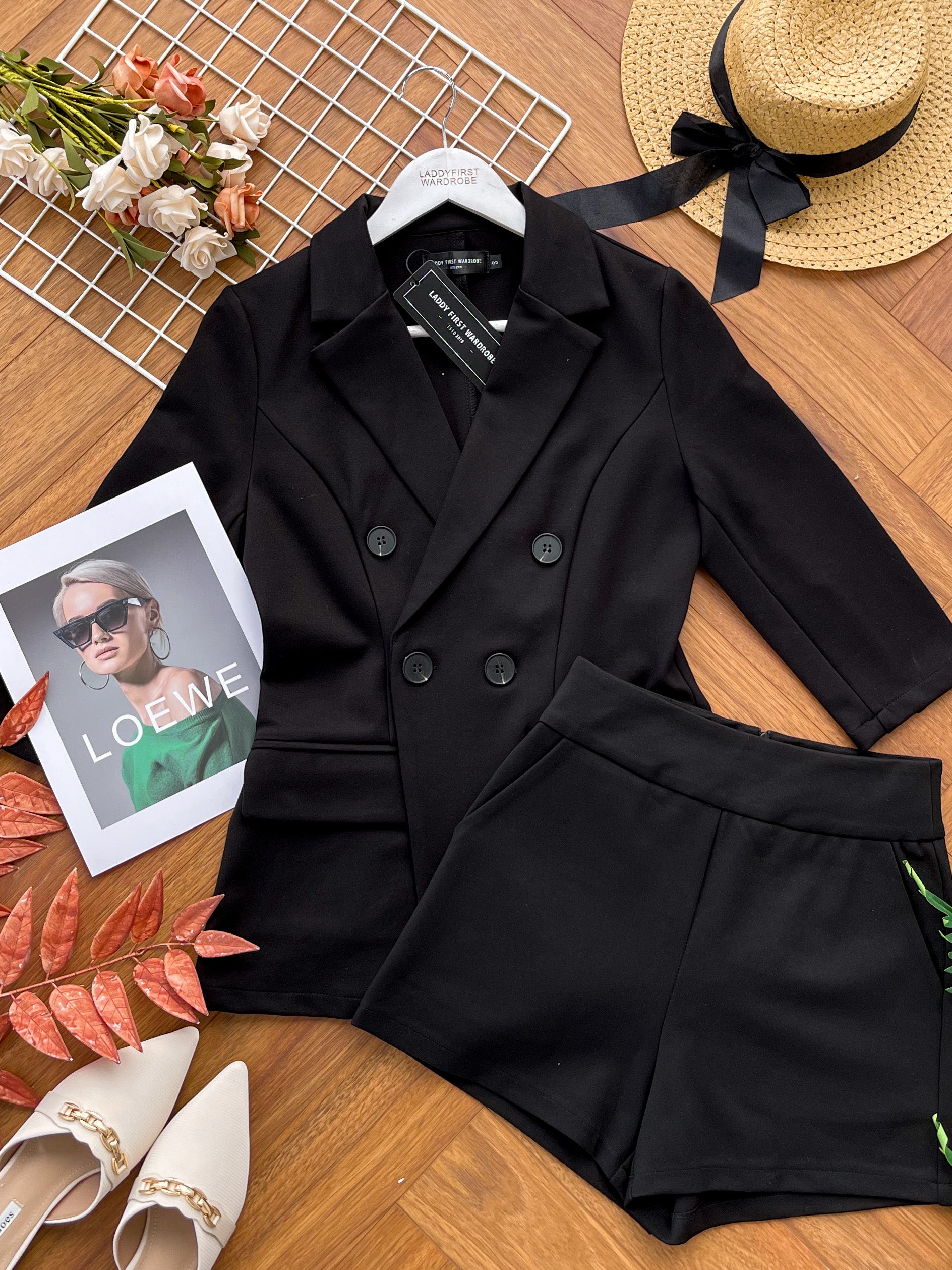 【SS339993】独家爆款两件式厚实后重罗马时装套装 修身外套上衣 ➕ 高腰百搭短裤 , 有口袋【B-R3-C5】