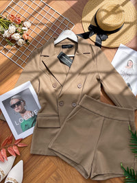 【SS339993】独家爆款两件式厚实后重罗马时装套装 修身外套上衣 ➕ 高腰百搭短裤 , 有口袋【B-R3-C5】