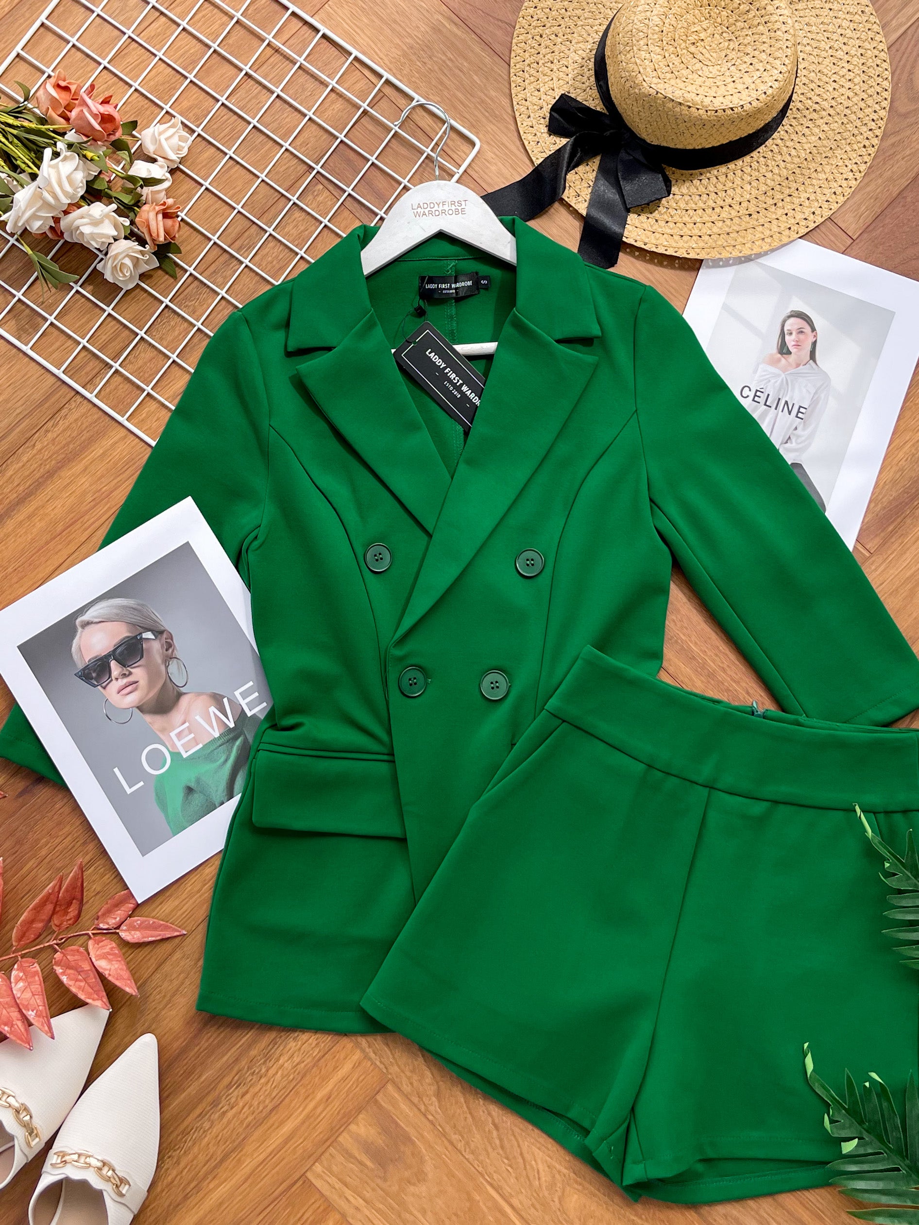 【SS339993】独家爆款两件式厚实后重罗马时装套装 修身外套上衣 ➕ 高腰百搭短裤 , 有口袋【B-R3-C5】