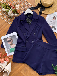 【SS339993】独家爆款两件式厚实后重罗马时装套装 修身外套上衣 ➕ 高腰百搭短裤 , 有口袋【B-R3-C5】