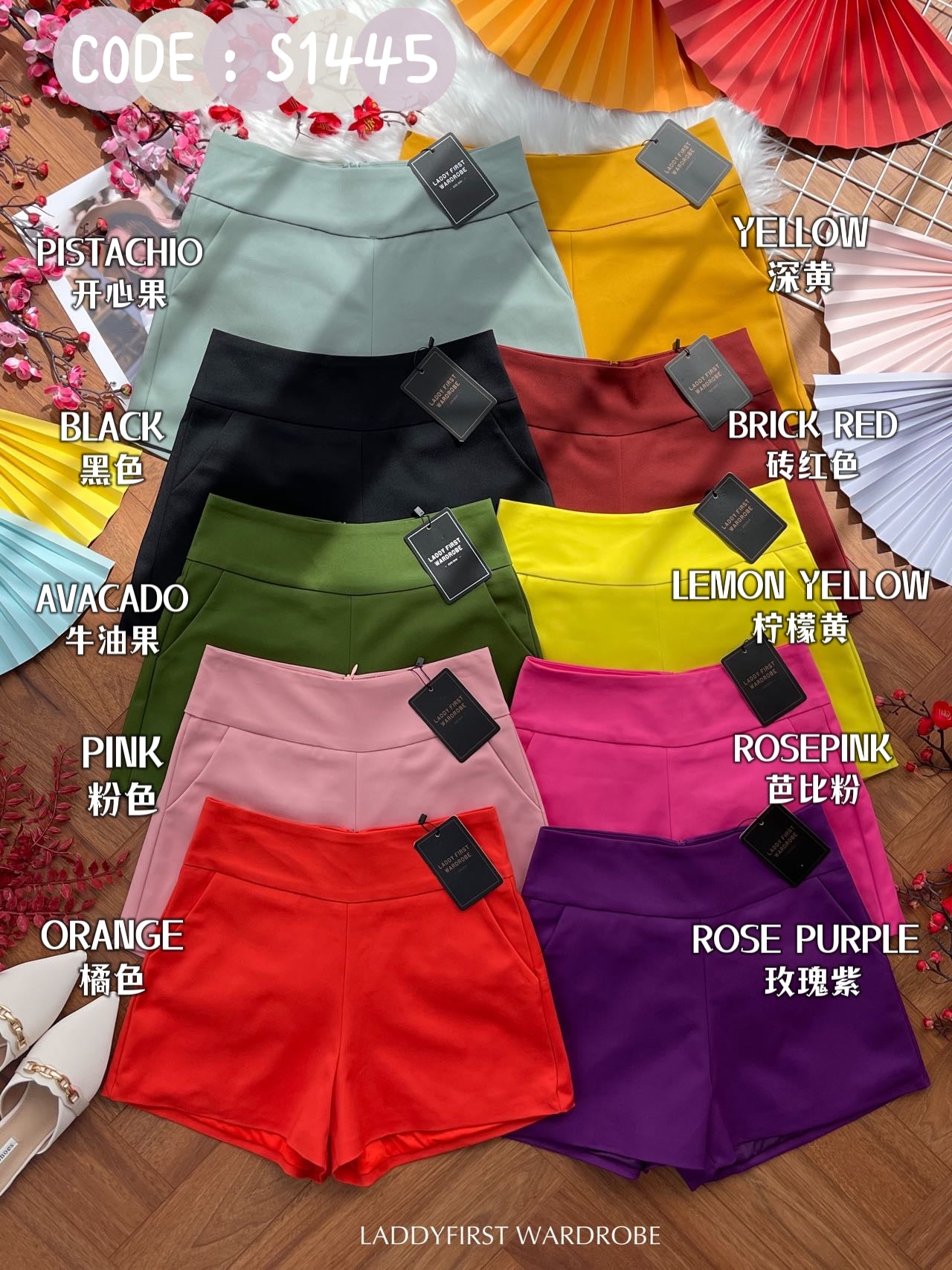 【S1445】独家爆款【万能妈妈】【有里布款📌】西装中高腰休闲百搭万能短裤，有口袋 #内有里布 ✔️ ❤️❤️【D-R2-C3】