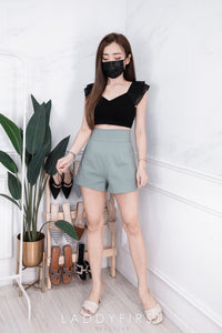 【T226341】独家爆款「短版」无袖叠层荷叶边时装上衣，后中拉链 ❤❤ 【A-R1-C4】