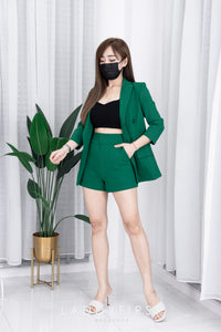 【SS339993】独家爆款两件式厚实后重罗马时装套装 修身外套上衣 ➕ 高腰百搭短裤 , 有口袋【B-R3-C5】